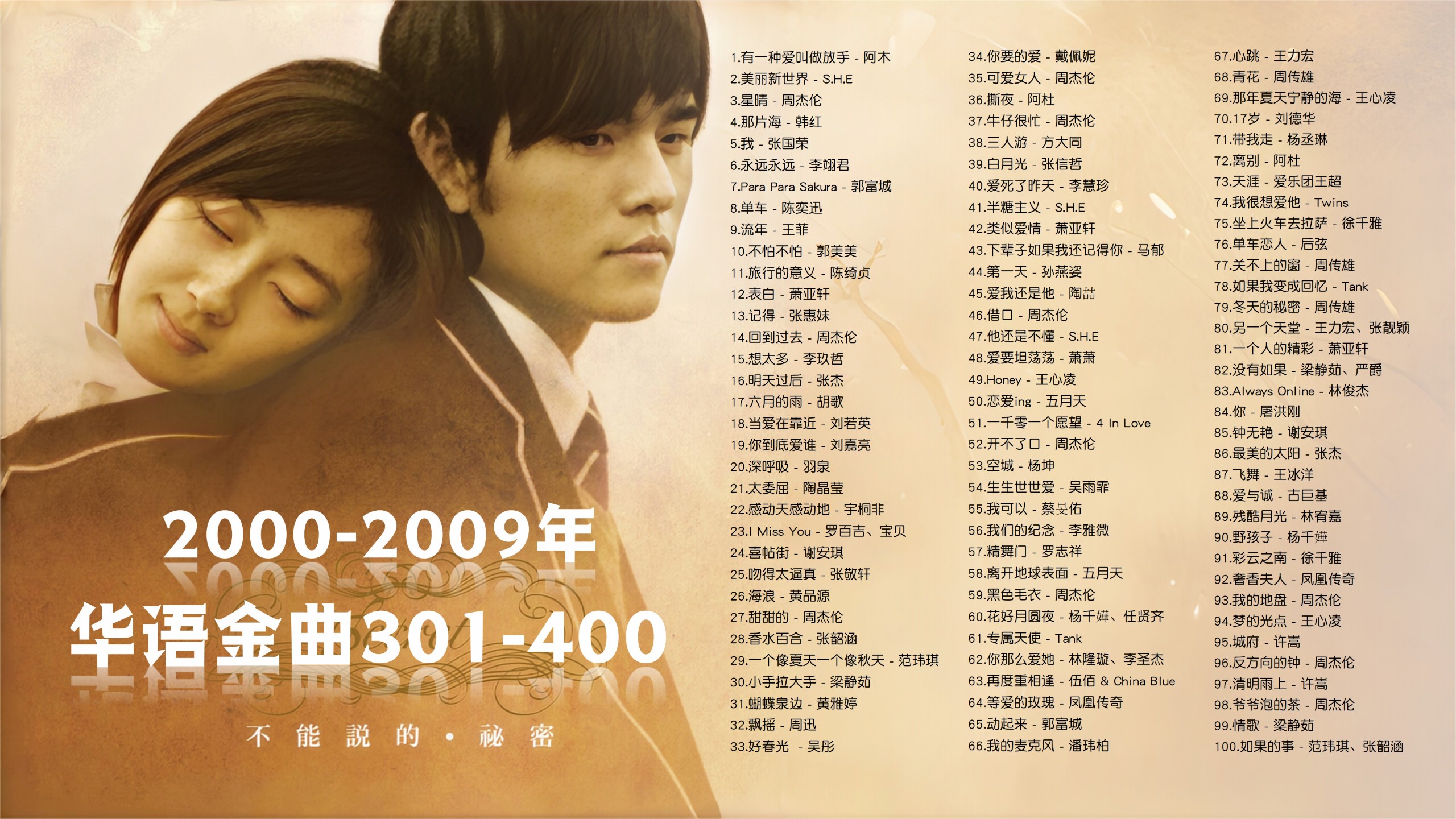 【十年榜2000-2009年最强华语金曲TOP301-400带歌词】卧槽！这才是真正的神仙打架？首首都是无敌神曲！ [MP3/0.94G]