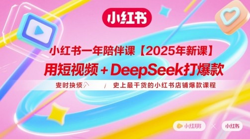 小红书一年陪伴课【2025年新课】，用短视频+deepSeek打爆款，史上最干货的小红书店铺爆款课程【1GB/MP4】