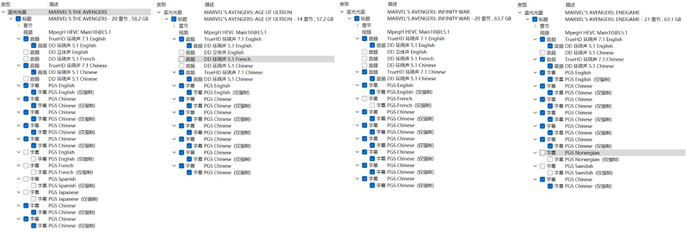 复仇者联盟1-4合集典藏版【4K蓝光原盘REMUX】 HDR10【杜比全景声国英双音轨】内封简繁英双语特效字幕  [215.8G]