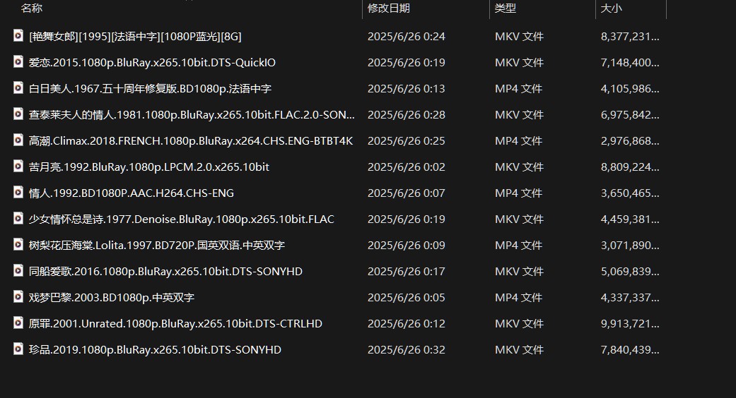 法国顶配R级文艺片13部合集   [1967-2019]【蓝光1080P】【25部】【法语中字】【总72GB】【无删减视觉盛宴】
