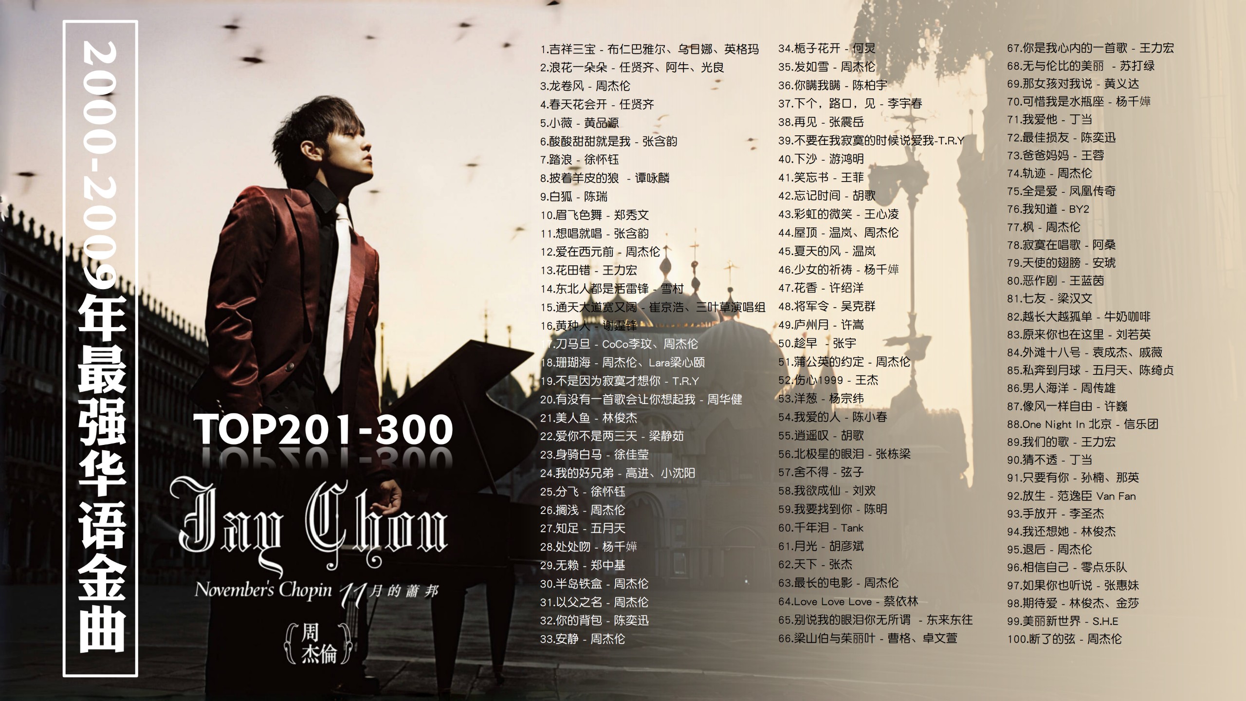 【十年榜2000-2009年最强华语金曲TOP201-300带歌词】卧槽！这才是真正的神仙打架？首首都是无敌神曲！ [MP3/0.95G]