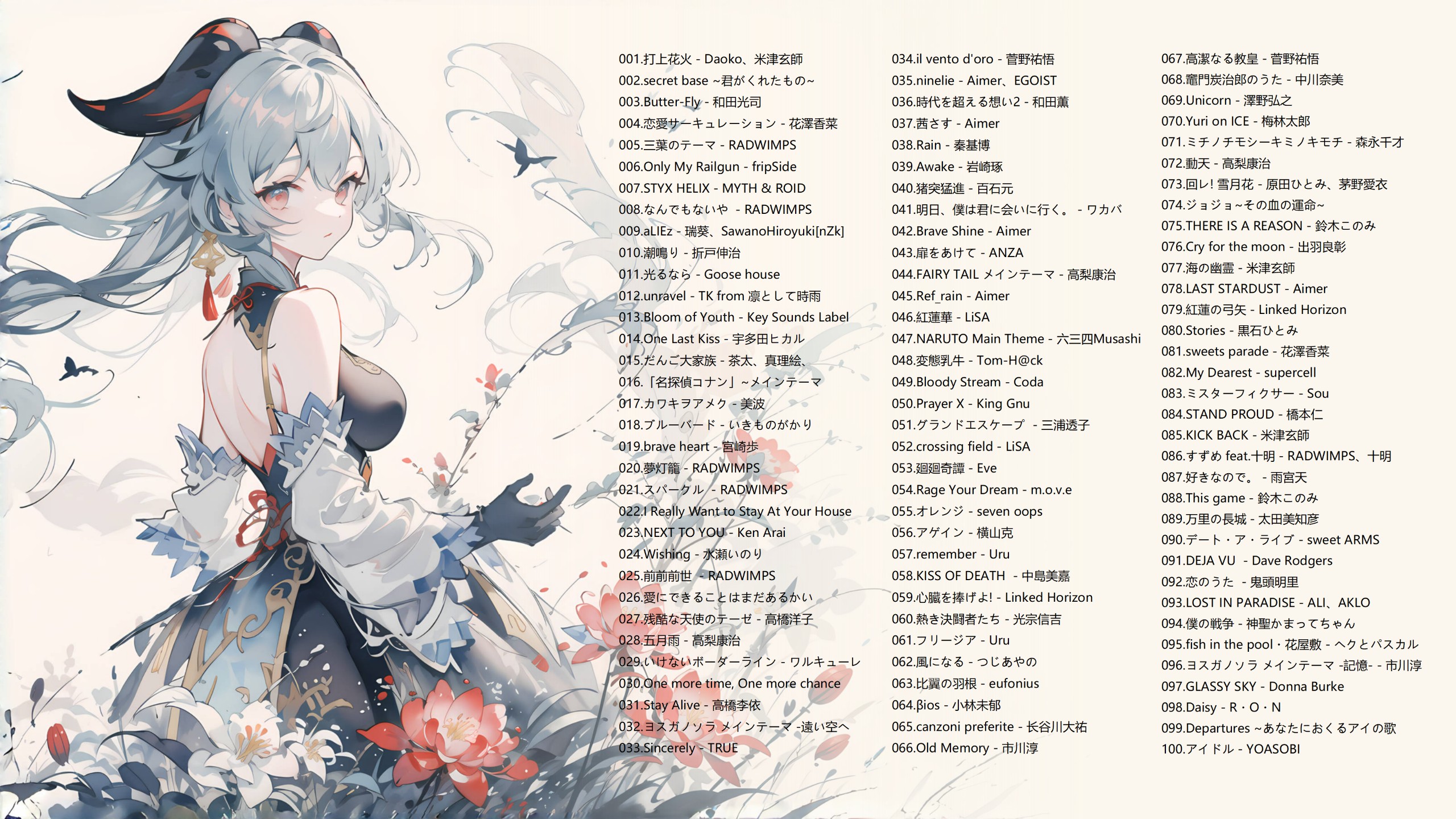 【网易云评论最多动漫音乐】TOP100带歌词！ [MP3/0.88G]
