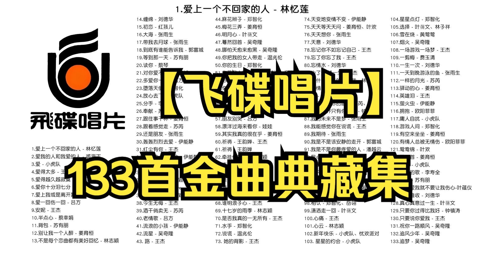 【飞碟唱片】90年代飞碟唱片133首金曲典藏集！ [MP3/558M]