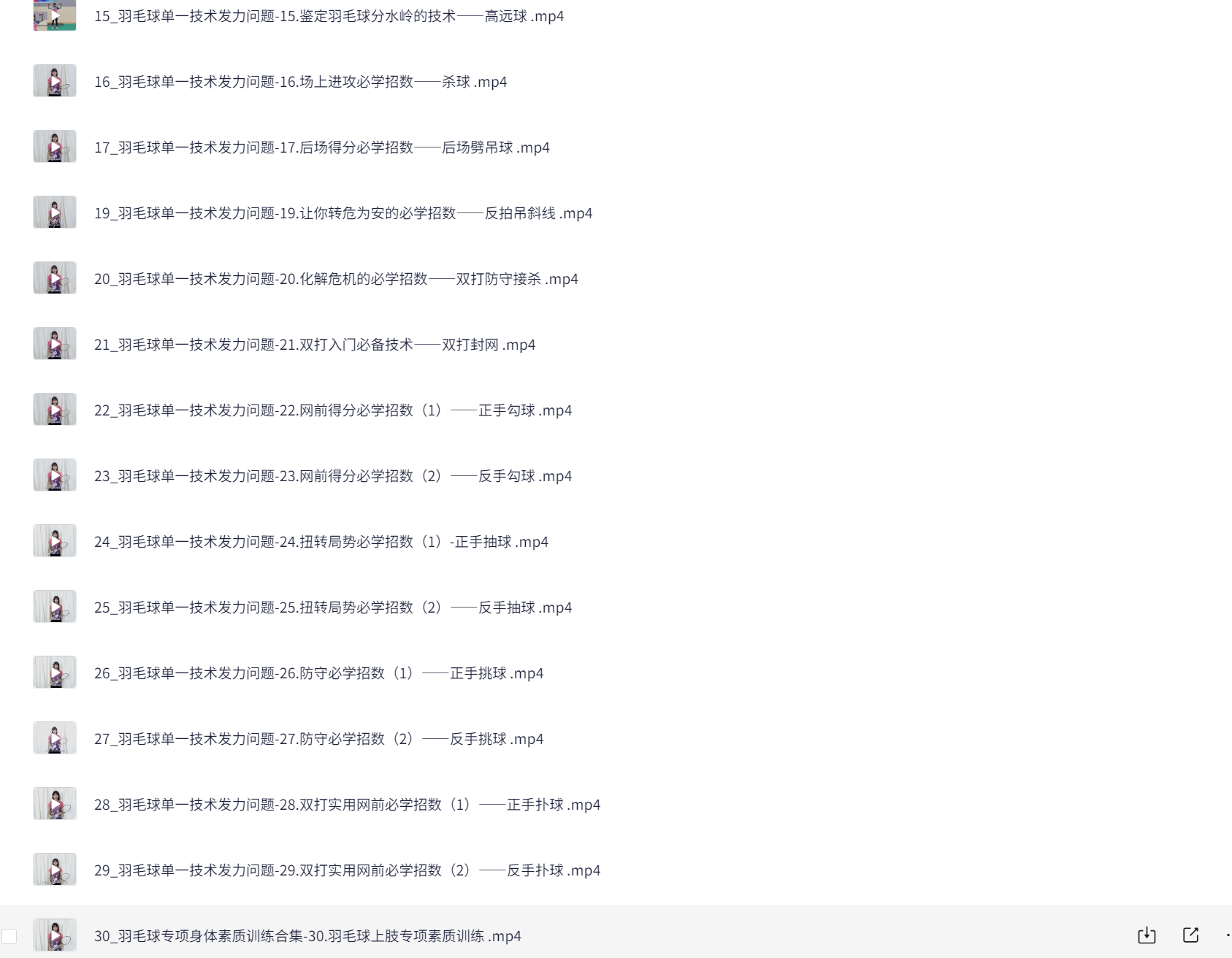 嘉嘉成人羽毛球基础进阶三合一精品课  10G