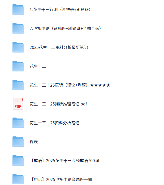 【考公资料】【2025花生十三行测+申论】花生言语+资料分析+逻辑判断+申论+时政+速算+笔记资料 (PDF)【97G】