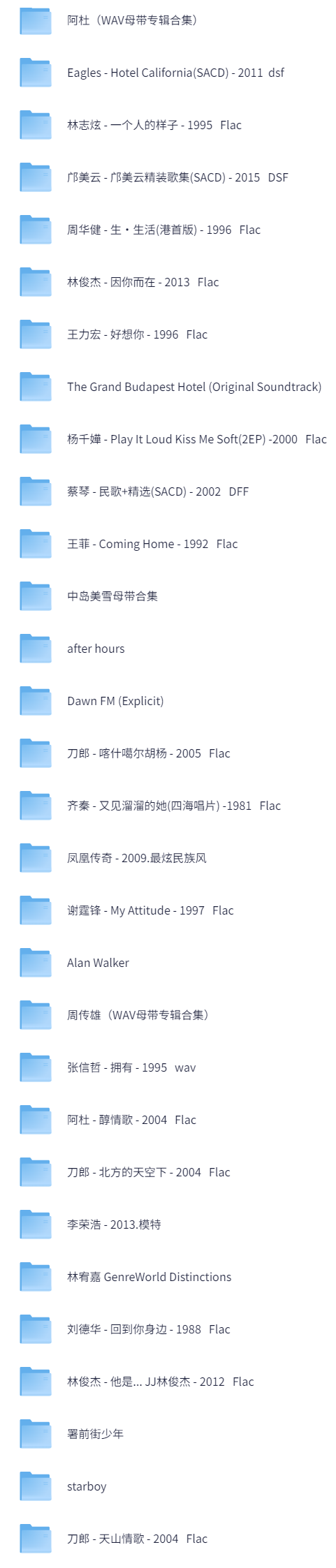 500位华语乐坛歌手音乐专辑作品 总有一个是你的偶像！【wav/flac/dsf/476.7GB】