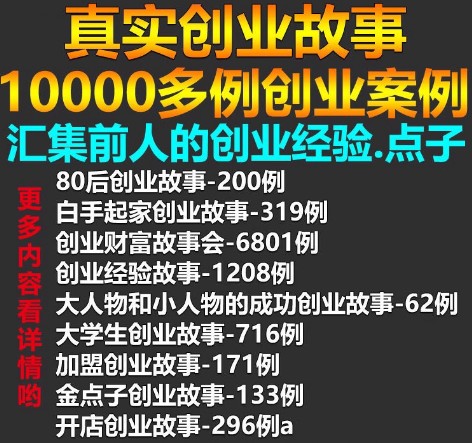 【资料】创业案例1000例，汇集前人的创业经验，点子【1.71MB】