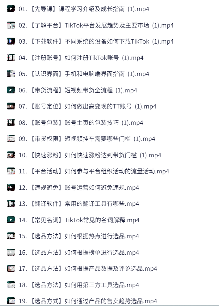 （最强副业保姆级教程）零基础TikTok带货达人运营实操-选品、Ai提炼卖点、Ai直播、高转换绝密技巧【Mp4，3.9GB】