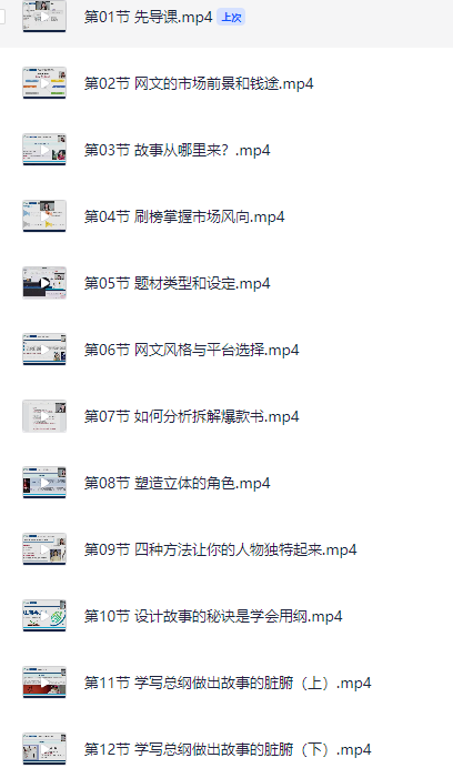 小说零基础写作课专业班【3.9GB】