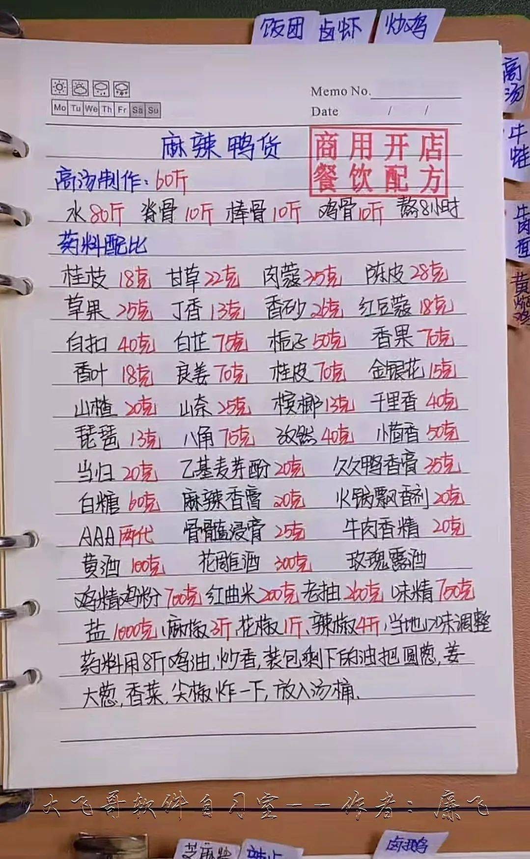 350种摆摊开店小吃技术配方（价值1988元）手写总结笔记【109MB】