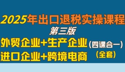 2025年出口退税实操课程,外贸企业+生产企业+进口企业+跨境电商【3GB/MP4】