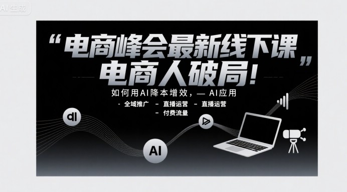 电商峰会最新线下课,电商人破局,如何用AI降本增效,AI应用-全域推广-直播运营-付费流量【11.5GB/MP4】