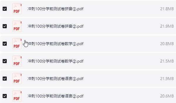 冲刺100分学前测试卷 PDF【128.5MB】