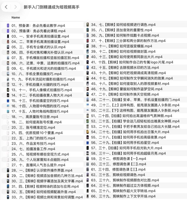从零到短视频高手，拆解全链路：拍摄运镜、剪辑调色等，解锁爆款秘籍！【1.17GB】