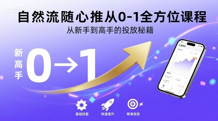 自然流随心推从0-1全方位课程,从新手到高手的投放秘籍【2.8GB/MP4】