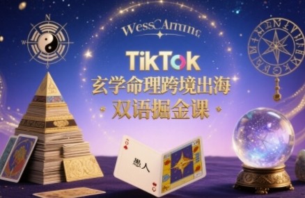 TikTok玄学命理跨境出海双语掘金课,手把手教你用命理知识精准直击海外用户痛点【2.4GB/MP4】