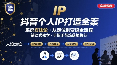 抖音个人IP系统落地实操大课,实操课程,辅助落地【1.5GB/MP4】