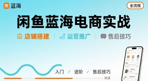 闲鱼蓝海电商实战，店铺搭建运营售后全流程【1.9GB/MP4】