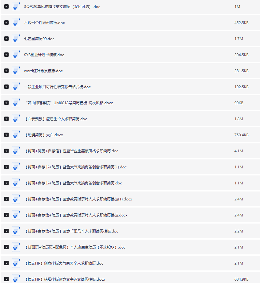 【付费资源】500多套付费简历模板合集  [192.7M]