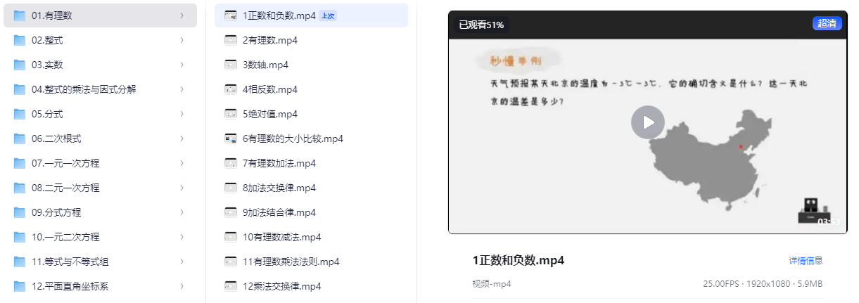 【初中数学知识点精讲】初中全套数学 (227节)