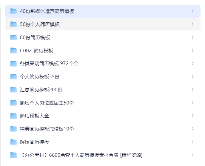 【办公素材】上万余套个人简历模板素材合集  [精华资源]  4.4GB