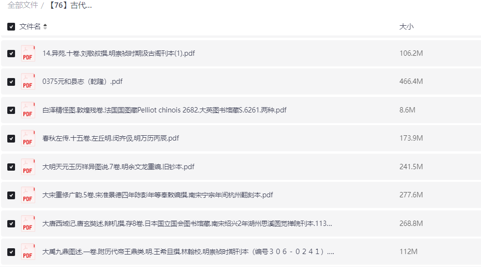 中华古籍稀缺资源！古籍著作大全（类目齐全）【40G】【PDF】