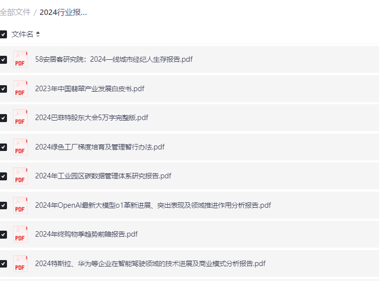 精品电子书资源：2024行业报告合集1722份【PDF】【3.5G】