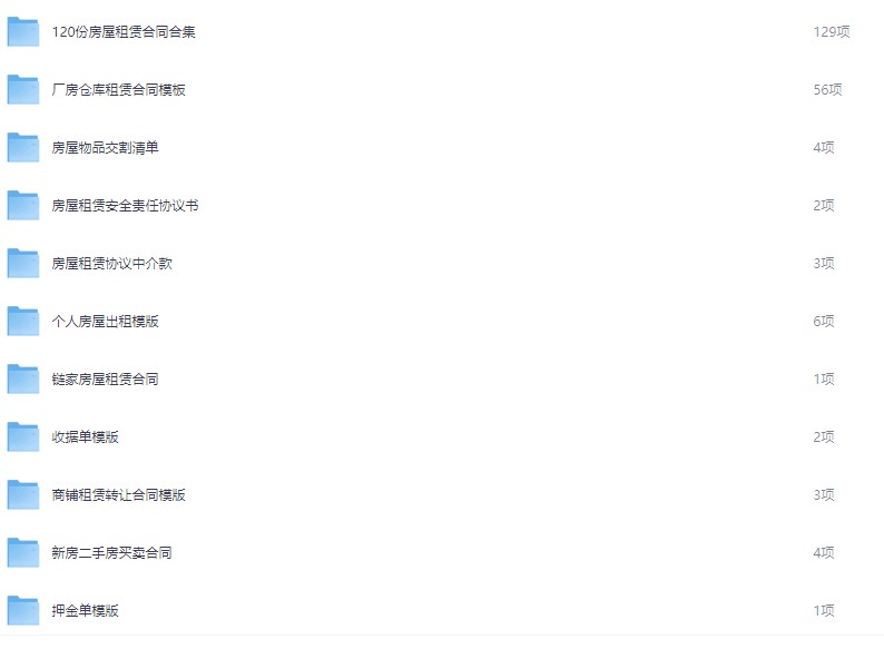 房屋租赁合同合集（闲鱼同款），非常齐全【22.9MB】
