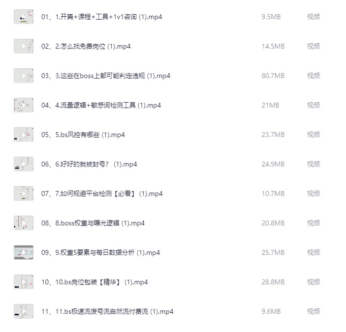 Boss直聘流量全流程揭秘，从0到1起号到转化的完整实战拆解教程 【453MB】