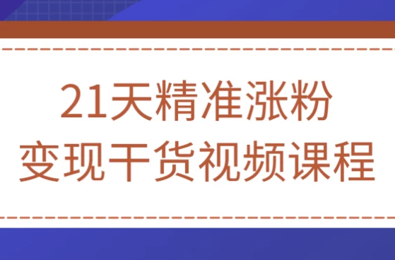 21天精准涨粉变现干货视频课程 【1012MB】