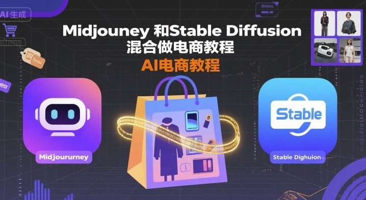 Midjourney和Stable Diffusion混合做电商教程-ai电商教程【346MB/MP4】