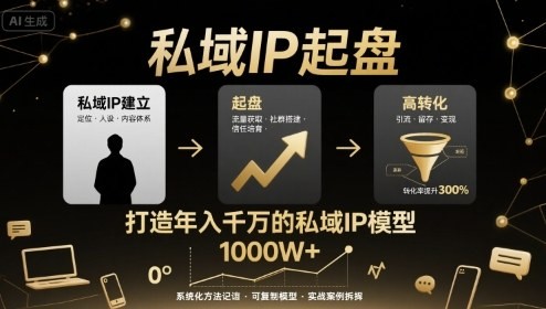 私域IP起盘,私域ip建立、起盘、高转化,打造年入千万的私域ip模型【462.2MB/MP4】