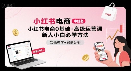 小红书电商0基础+高级运营课,新人小白必学方法,实操教学+案例分析【5.8GB/MP4】