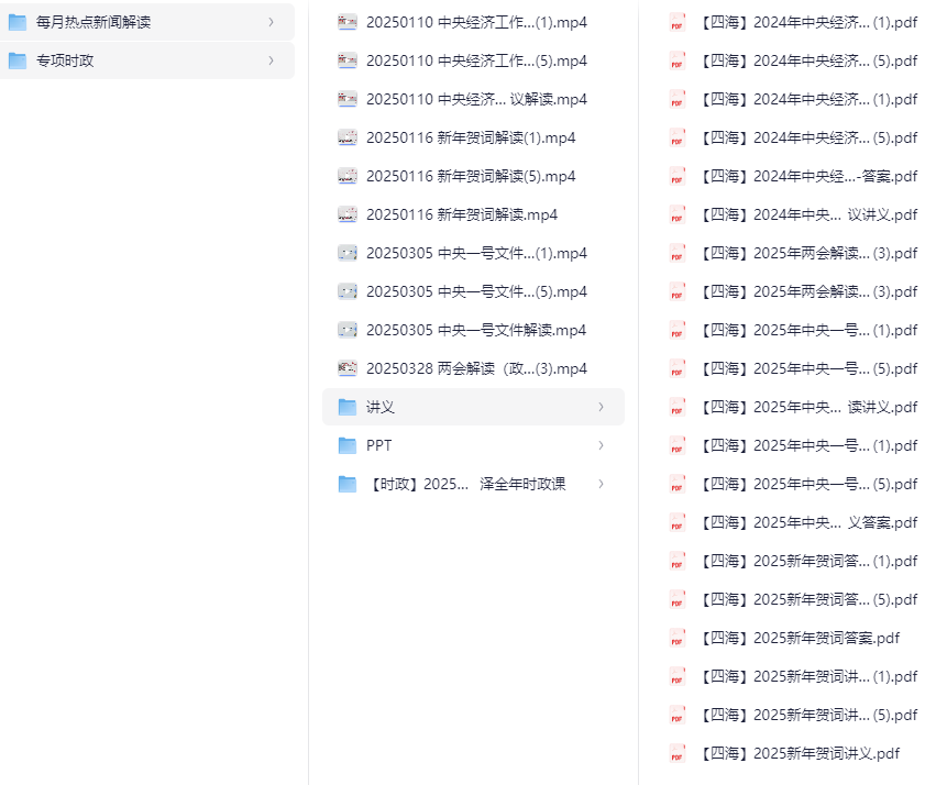 【时政】2025四海冯泽全年时政课 [PDF+MP4]5.4GB